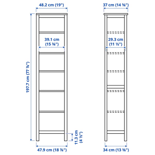 HEMNES Bookcase, black-brown, 49x197 cm