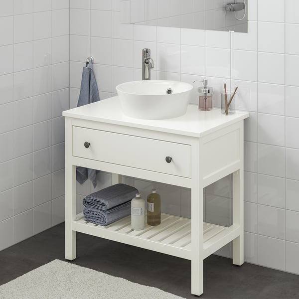 HEMNES / KATTEVIK Open wsh-stnd w drw/wash-basin/tap, white, 82x48x91 cm