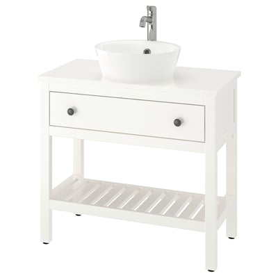 HEMNES / KATTEVIK Open wsh-stnd w drw/wash-basin/tap, white, 82x48x91 cm