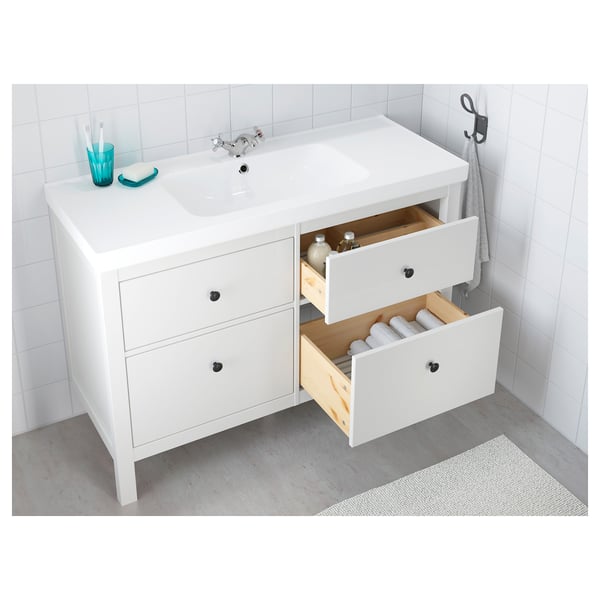 HEMNES / ORRSJÖN Wash-stnd w drawers/wash-basin/tap, white, 122x49x89 cm