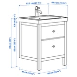 HEMNES / ORRSJÖN Wash-stnd w drawers/wash-basin/tap, white, 62x49x89 cm