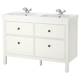 HEMNES / ORRSJÖN Wash-stnd w drawers/wash-basin/taps, white, 122x49x89 cm