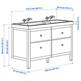 HEMNES / ORRSJÖN Wash-stnd w drawers/wash-basin/taps, white, 122x49x89 cm