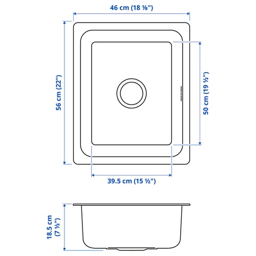 Illustration with measurements for the product: HILLESJÖN.