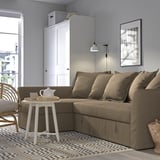 HOLMSUND Corner sofa-bed, Kilanda grey-brown