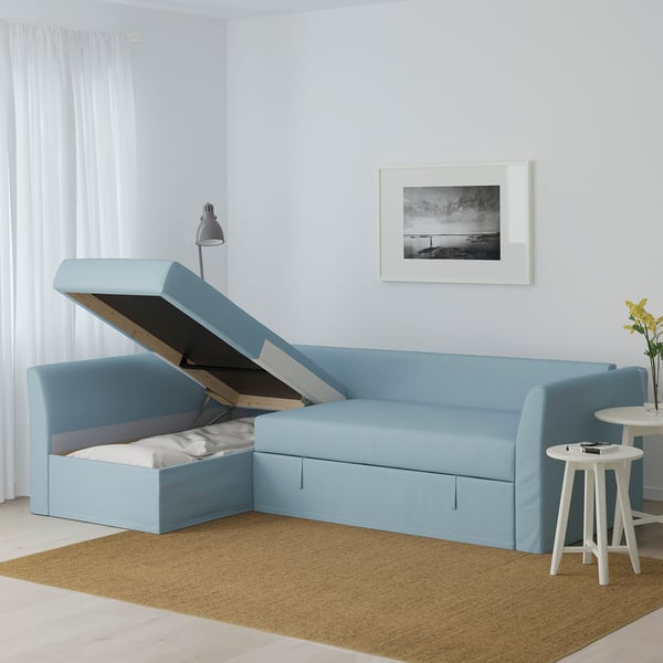 Holmsund كنبة سرير زاوية Orrsta أزرق فاتح Ikea