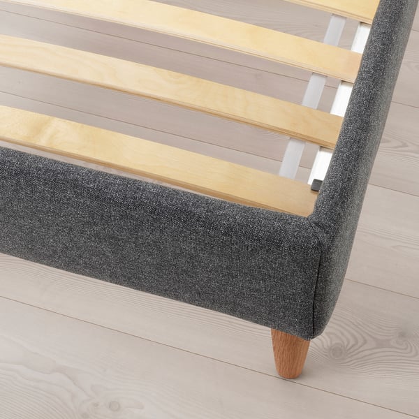 IDANÄS Upholstered bed frame, Gunnared dark grey, 160x200 cm