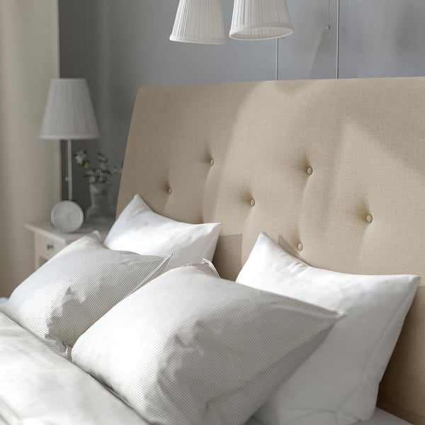 IDANÄS Upholstered bed frame, Naggen beige, 160x200 cm