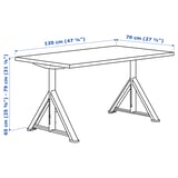 IDÅSEN Desk, black/beige, 120x70 cm