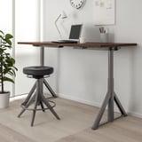 IDÅSEN Desk sit/stand, brown/dark grey, 160x80 cm
