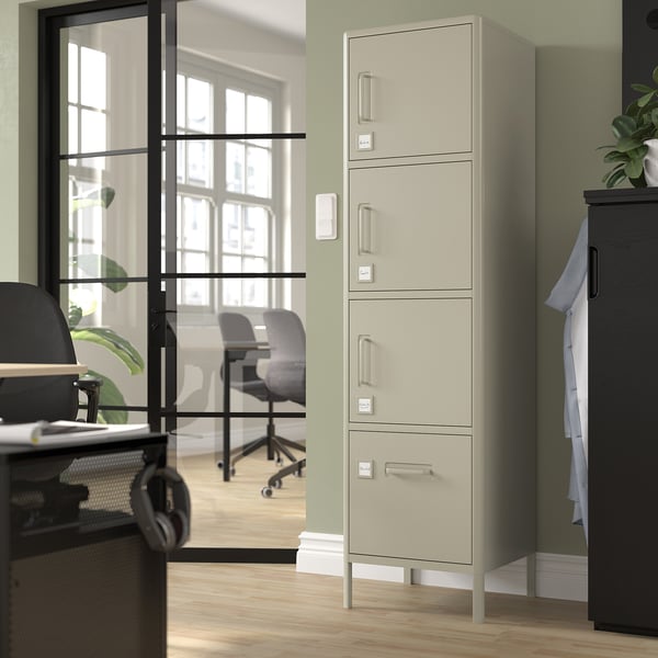 IDÅSEN High cabinet with drawer and doors, beige, 45x172 cm