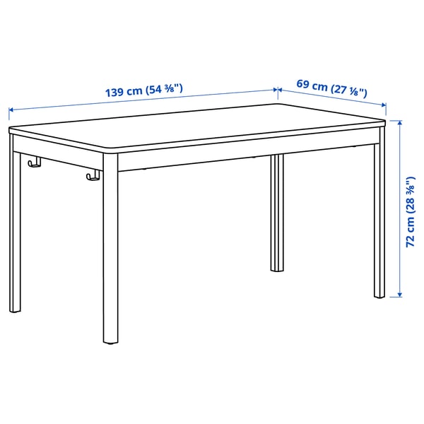 IDÅSEN Underframe for table top, dark grey, 139x69x72 cm