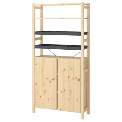 IVAR 1 section/shelves/cabinet, pine/felt, 89x30x179 cm