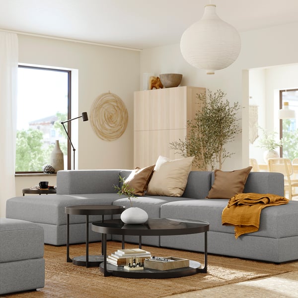 JÄTTEBO 3,5-seat mod sofa w chaise longues, Tonerud grey