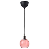 JAKOBSBYN / SKAFTET Pendant lamp, pink/nickel-plated