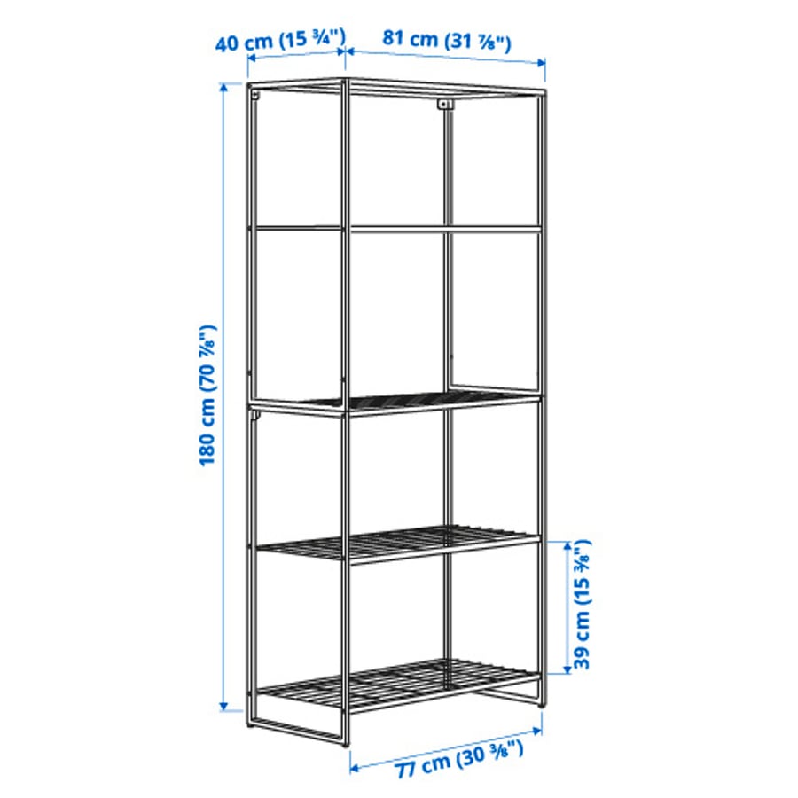 JOSTEIN shelving unit, in/outdoor/wire white, 81x40x180 cm IKEA