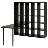 KALLAX / LAGKAPTEN Desk combination, black/black-brown, 182x179x182 cm