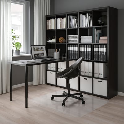 KALLAX / LAGKAPTEN Desk combination, black/black-brown, 182x179x182 cm