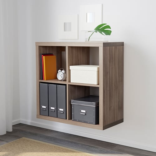 KALLAX shelving unit, walnut effect light grey, 77x77 cm IKEA