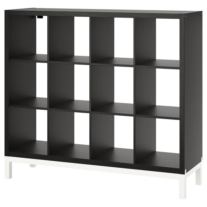 KALLAX shelving unit with underframe, blackbrown/white, 147x129 cm IKEA