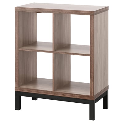 KALLAX Shelving unit with underframe, walnut effect/light grey black, 77x94 cm
