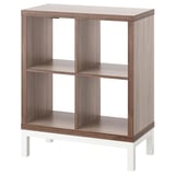 KALLAX Shelving unit with underframe, walnut effect/light grey white, 77x94 cm