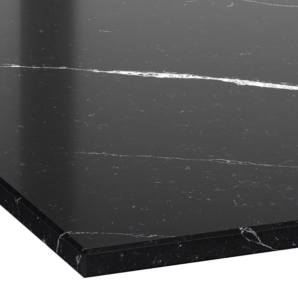 KASKER Custom made worktop, black white marble effect/quartz, 1 m²x4.0 cm