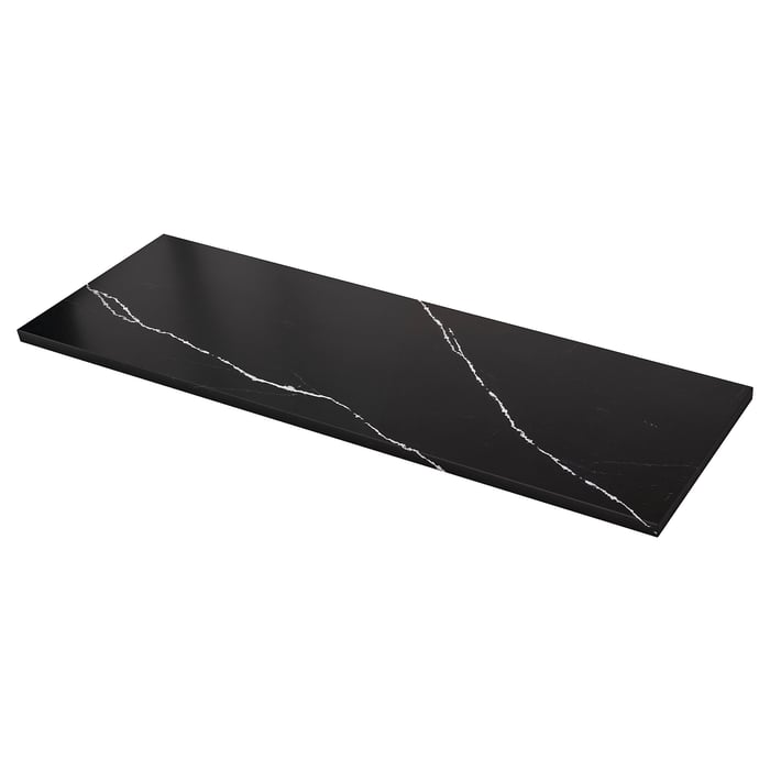 KASKER custom made worktop, matt black/marble effect quartz, 1 m²x4.0 cm IKEA