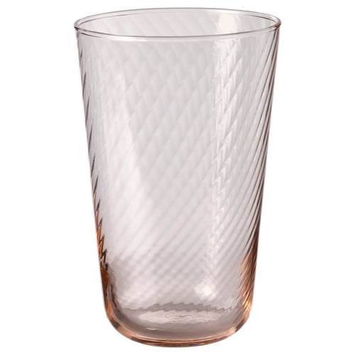 KLIPPLAX clear glass tumbler, sleek & thin, smooth exterior, textured interior, elegant design.