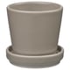 Option: KLOTLÖNN Plant pot with saucer, in/outdoor/grey/beige, 6 cm