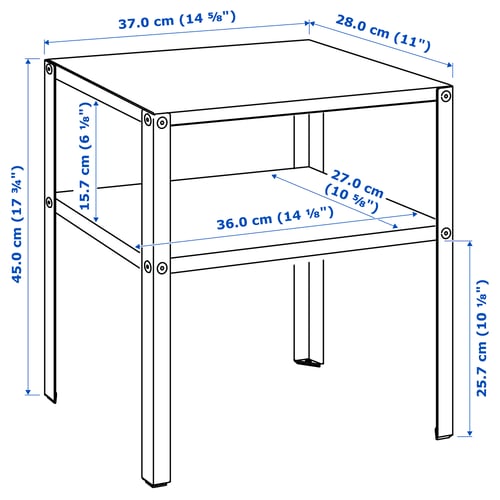 KNARREVIK Bedside table, black, 37x28 cm