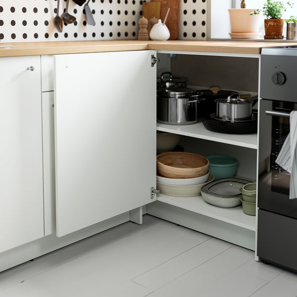 KNOXHULT Corner base cabinet, white, 100x91 cm
