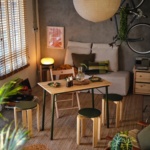 KOMPISHÄNG Stool, set of 2, birch, 46 cm