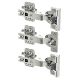 KOMPLEMENT nickel hinges; set of three, stainless-steel, with integrated damper; soft close mechanism.