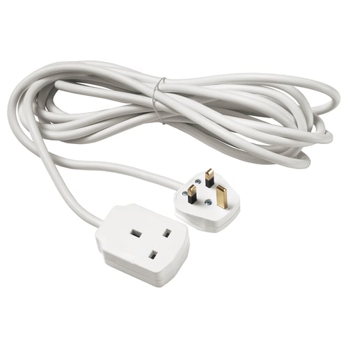 KOPPLA 5m white extension cord, pvc plastic.