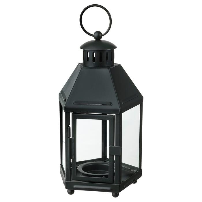 KRINGSYNT Lantern for tealight, in/outdoor, deep green, 21 cm IKEA