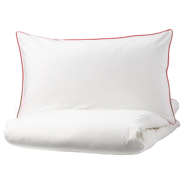 Buy Kungsblomma Quilt Cover And Pillowcase White Red Online Ikea