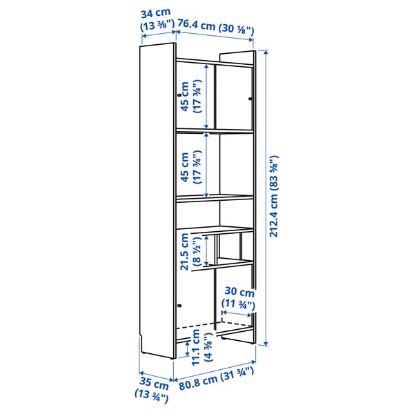 LÅDMAKARE Storage combination w sliding doors, with 1 shelf insert/oak effect, 81x35x212 cm