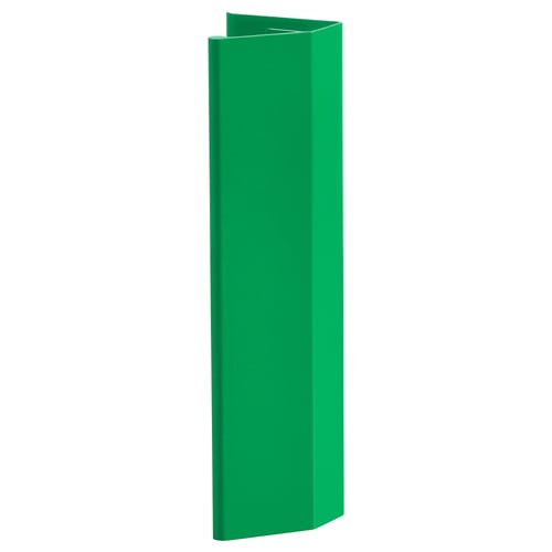 Image depicts a green LÄTTHET handle in a sleek, vertical design, made from recycled aluminium.