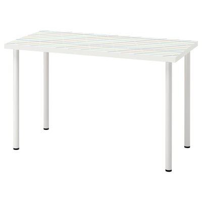 LAGKAPTEN / ADILS Desk, grid multicolour/white, 120x60 cm