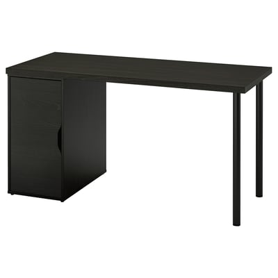 LAGKAPTEN / ALEX Desk, black-brown/black, 140x60 cm
