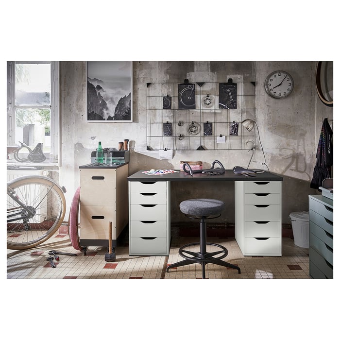LAGKAPTEN / ALEX Desk, dark grey/white, 140x60 cm IKEA