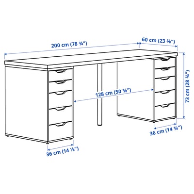 LAGKAPTEN / ALEX Desk, white, 200x60 cm
