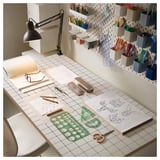 LAGKAPTEN / MITTBACK Desk, white anthracite/birch, 140x60 cm