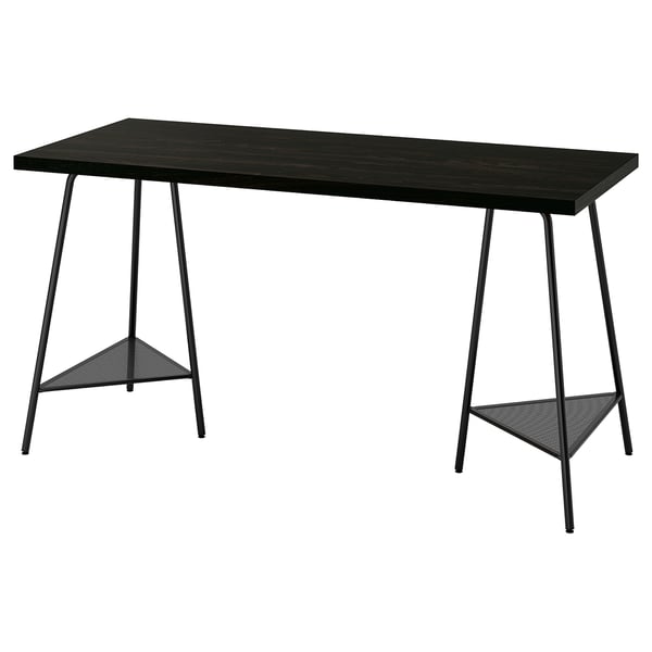 LAGKAPTEN / TILLSLAG Desk, black-brown/black, 140x60 cm