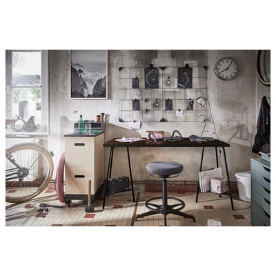 LAGKAPTEN / TILLSLAG Desk, black-brown/black, 140x60 cm