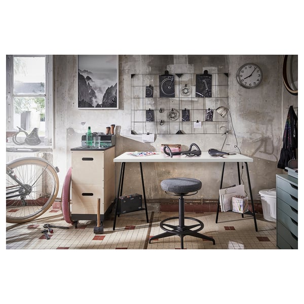 LAGKAPTEN / TILLSLAG Desk, white/black, 140x60 cm