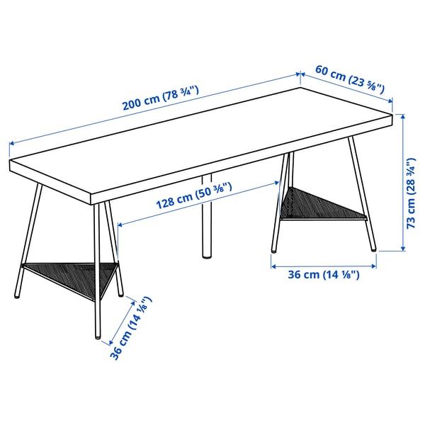 LAGKAPTEN / TILLSLAG Desk, white, 200x60 cm