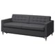 LANDSKRONA 3-seat sofa-bed, Gunnared dark grey/wood