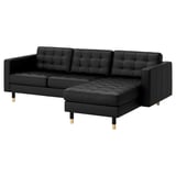 LANDSKRONA 3-seat sofa, with chaise longue/Grann/Bomstad black/wood